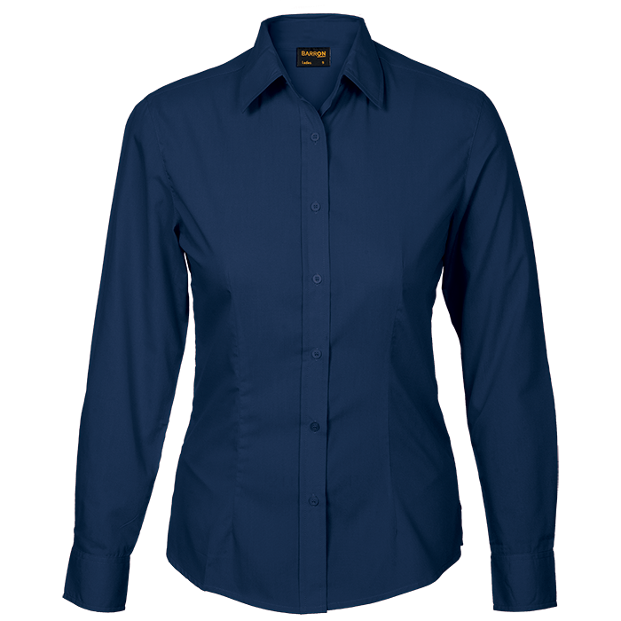 Basic Poly Cotton Blouse Long Sleeve Ladies - Image 4