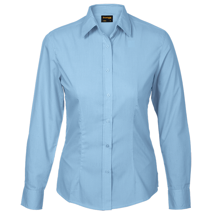 Basic Poly Cotton Blouse Long Sleeve Ladies - Image 3